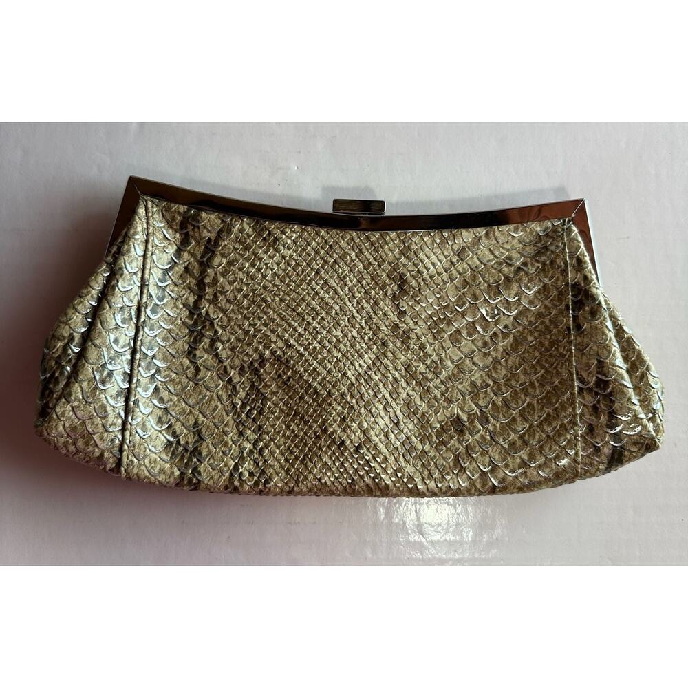 NY & Co Faux Snake Skin Evening Clutch Bag with Silver Chain Handle
